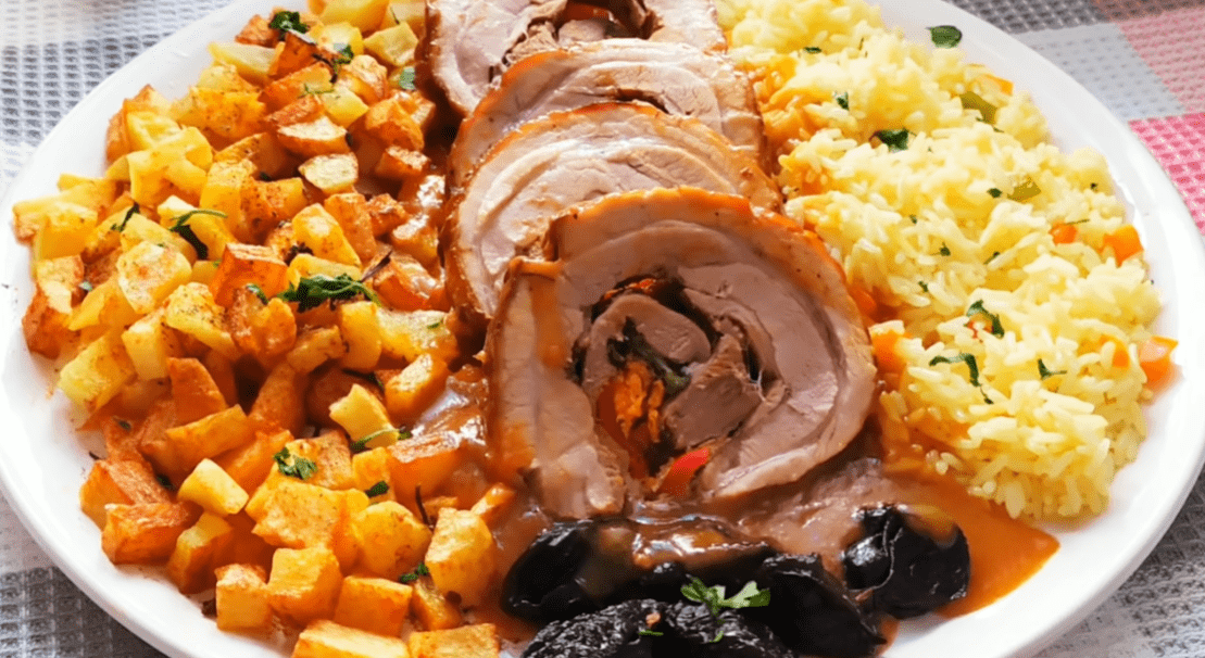 Γεμιστό μαριναρισμένο ρολό χοιρινό με σάλτσα συνταγή