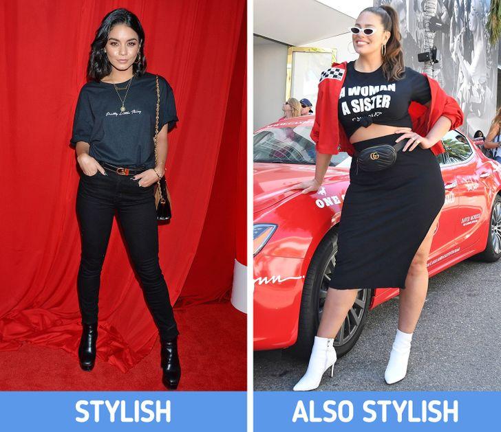 Plus size γυναίκα με μοντέρνα ρούχα 