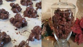Σοκολατένια βραχάκια με καραμελωμένα φουντούκια – Μόνο 3 υλικά