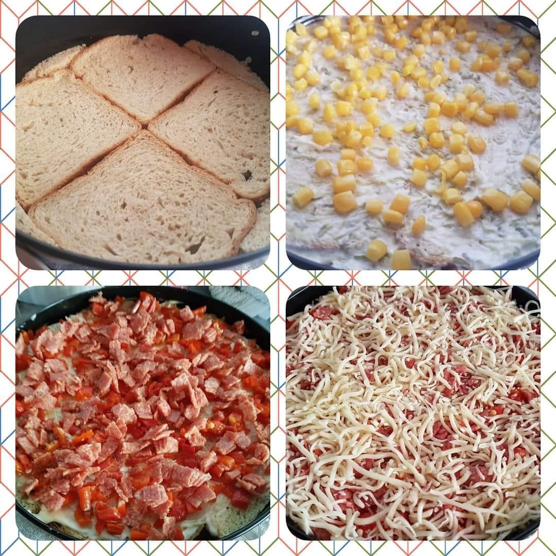 Πρωτοχρονιάτικη σαλάτα σε φόρμα του κέικ με ψωμί του τοστ, σώς μαγιονέζα & αλλαντικά συνταγή Πρωτοχρονιάτικη σαλάτα σε φόρμα του κέικ με ψωμί του τοστ, σώς μαγιονέζα & αλλαντικά συνταγή