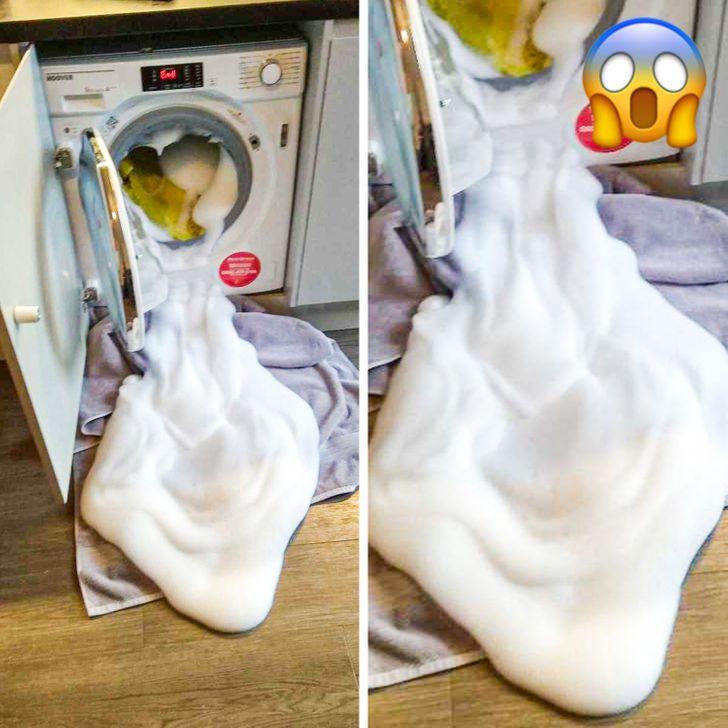 Απαγορεύεται να βάζουμε υγρό πιάτων στο πλυντήριο ρούχων 