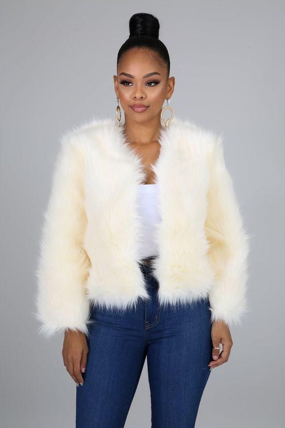 λευκό _faux fur_Γούνινο πανωφόρι
