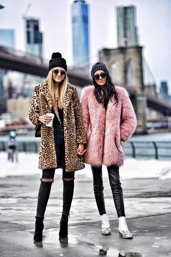 Ιδέες με faux fur_ γούνινα_ πανωφόρια_ σε animal print_ και ροζ σχέδια_