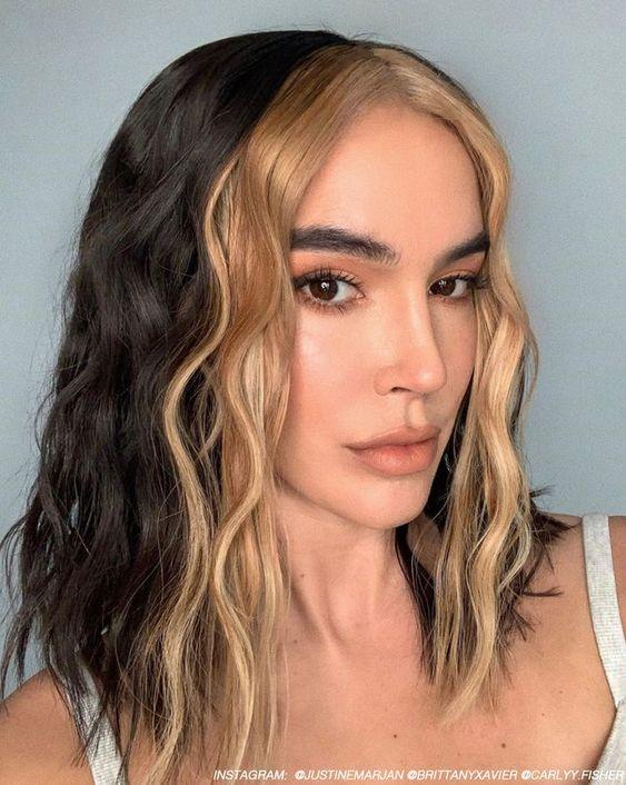 ξανθά_money_pieces_σε καστανά_καρέ_μαλλιά_