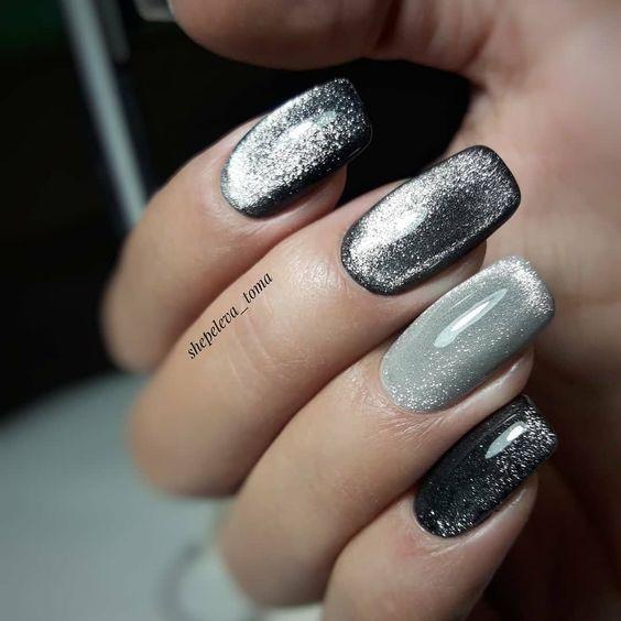 ιδέες_για_velvet nails_σε_μαύρο_και_γκρι_χρώμα_
