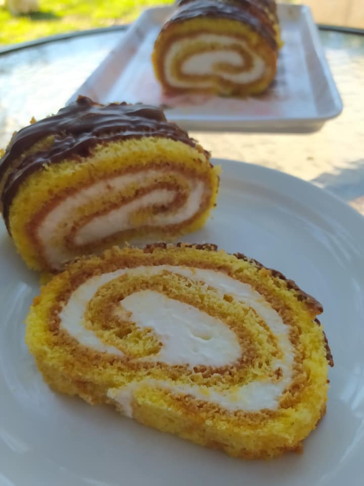 Ρολό παντεσπάνι χωρίς αλεύρι_