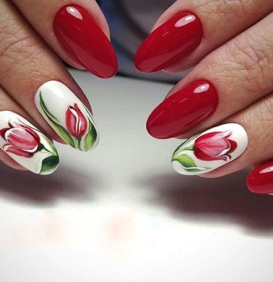 κόκκινα_νύχια_με_λουλούδια_ κόκκινα_νύχια_με_λουλούδια_