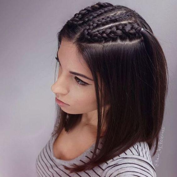 μαλλιά_με_μεσαίο μάκρος_με_γαλλικά_κοτσιδάκια_