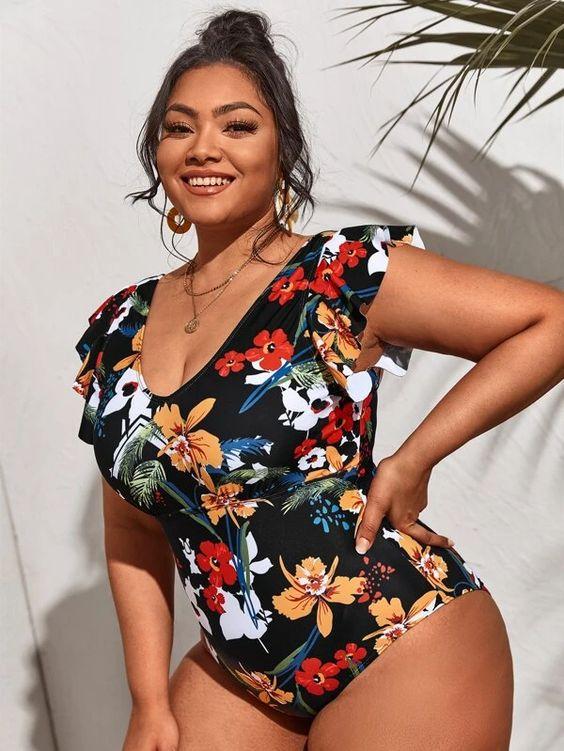 φλοράλ_plus size_ολόσωμο μαγιό_