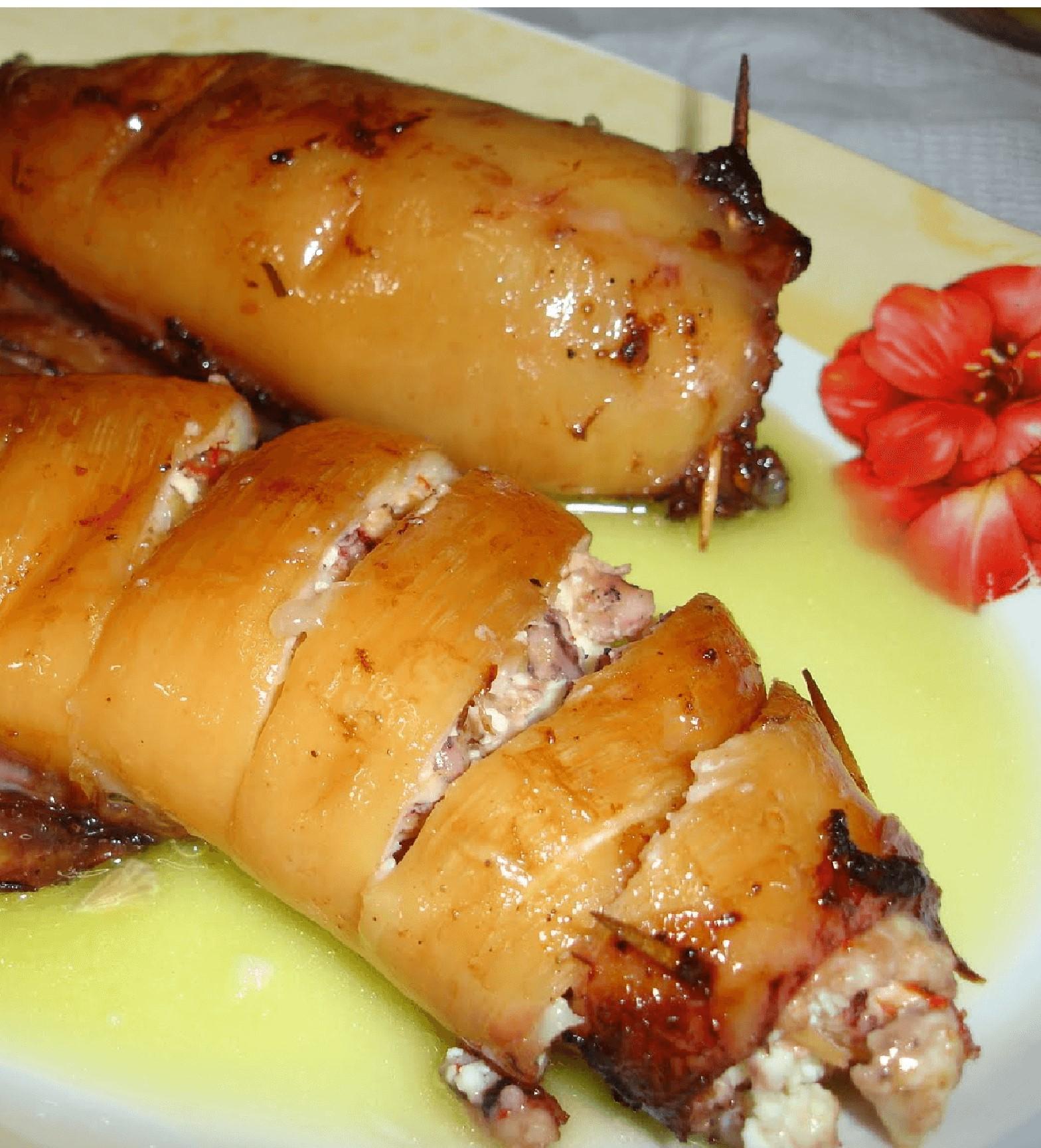 Καλαμάρι_ ψητό_ γεμιστό_ με _τυριά _και _λαδολέμονο_ Συνταγή_ 