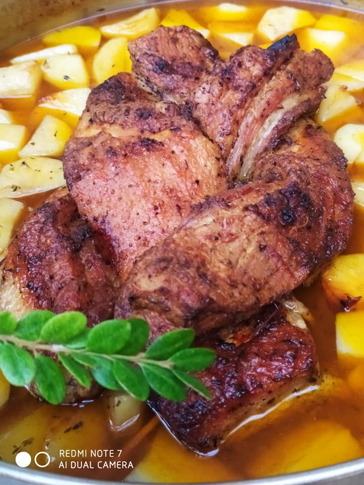 Πανσέτα _πλεξούδα_ στο_ φούρνο_ με _πατάτες_ Συνταγή_ 