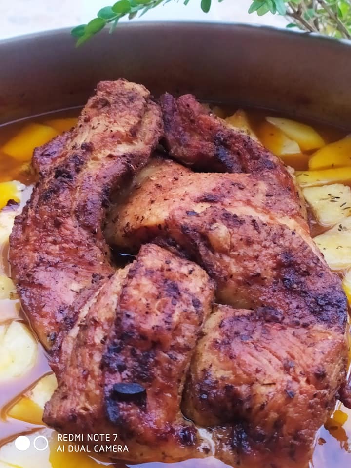 Πανσέτα _πλεξούδα_ στο_ φούρνο_ με _πατάτες_ 