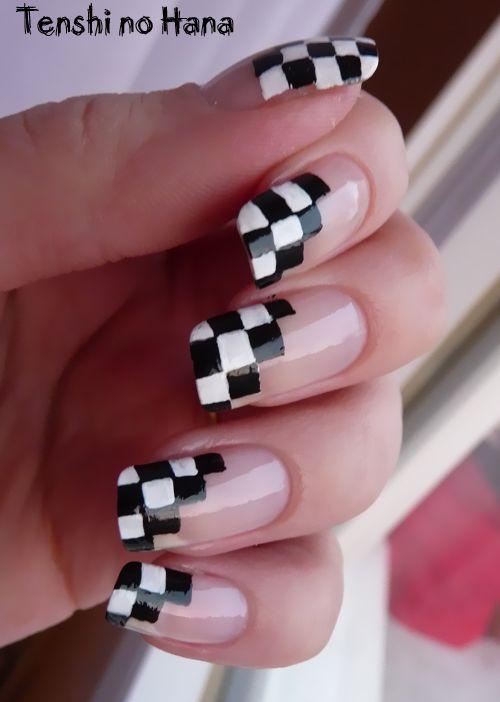 νύχια_σκακιέρα_ιδέες_