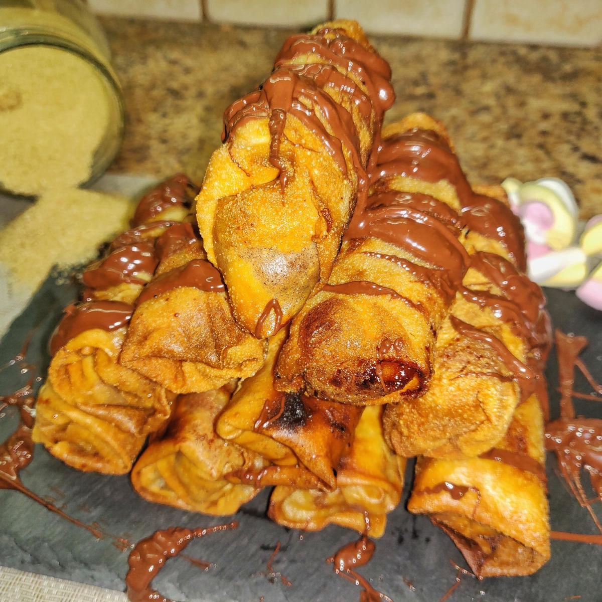 Spring rolls με καραμελωμένες μπανάνες