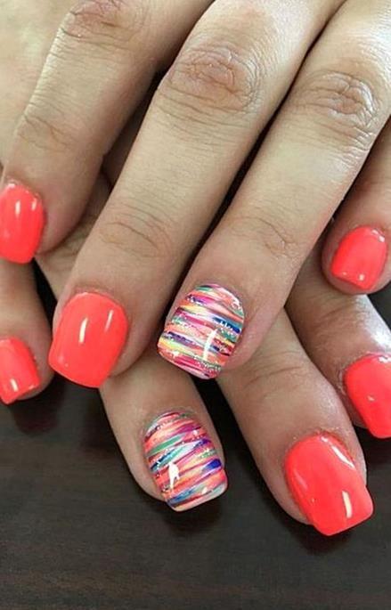 ροδακινί_μανικιούρ_με_γκλίτερ_