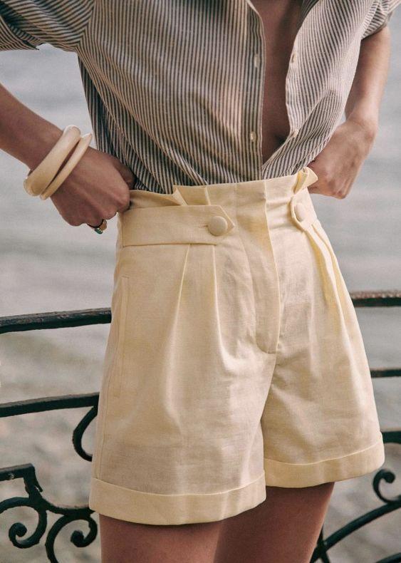 λινό_σορτσάκι_παστέλ_κίτρινο_χρώμα_ λινό_σορτσάκι_παστέλ_κίτρινο_χρώμα_