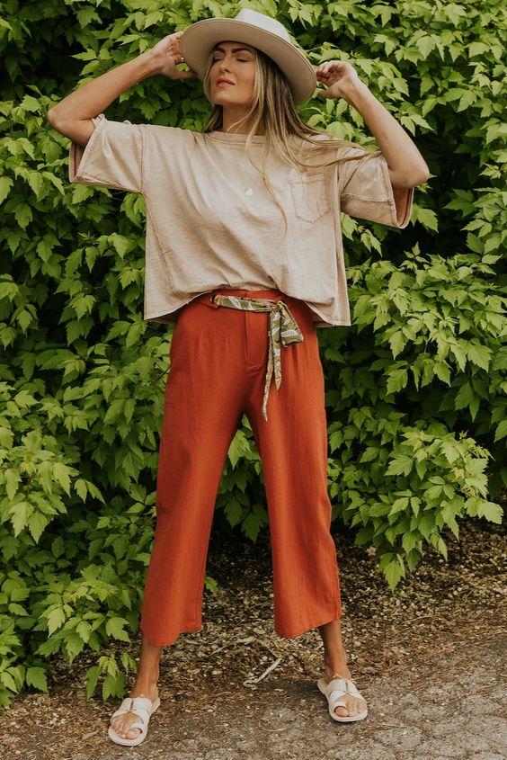 λινή_κεραμιδί_παντελόνα_ λινή_κεραμιδί_παντελόνα_