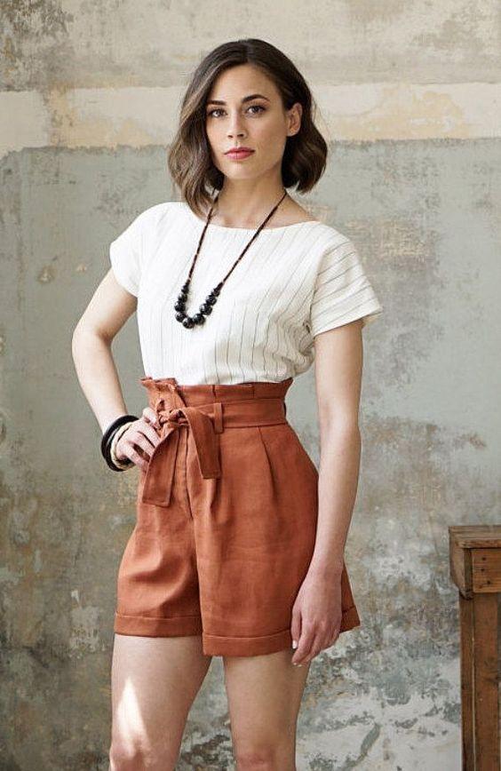 λινό_κεραμιδί_σορτσάκι_ λινό_κεραμιδί_σορτσάκι_