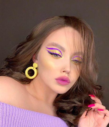 κίτρινο_smokey eye_με_μοβ_eye liner_