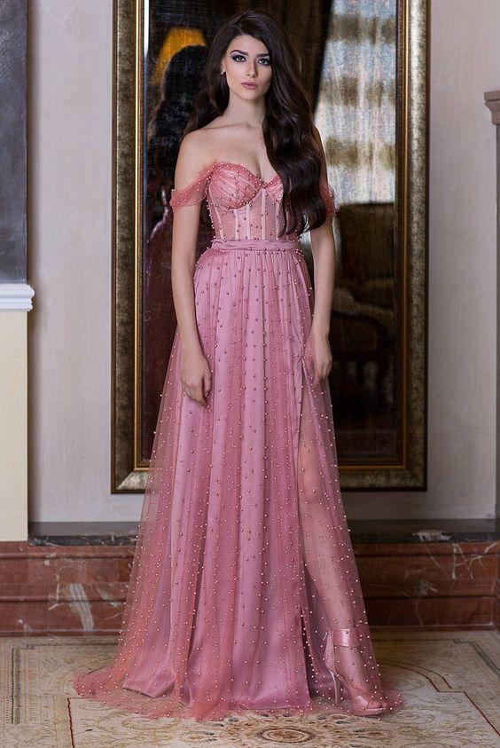 ροζ_μακρύ φόρεμα_με_στρας_ ροζ_μακρύ φόρεμα_με_στρας_