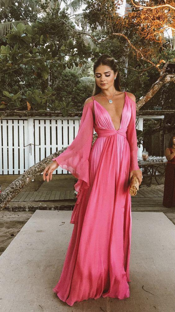 ροζ_μακρύ φόρεμα_για_νονά_ ροζ_μακρύ φόρεμα_για_νονά_