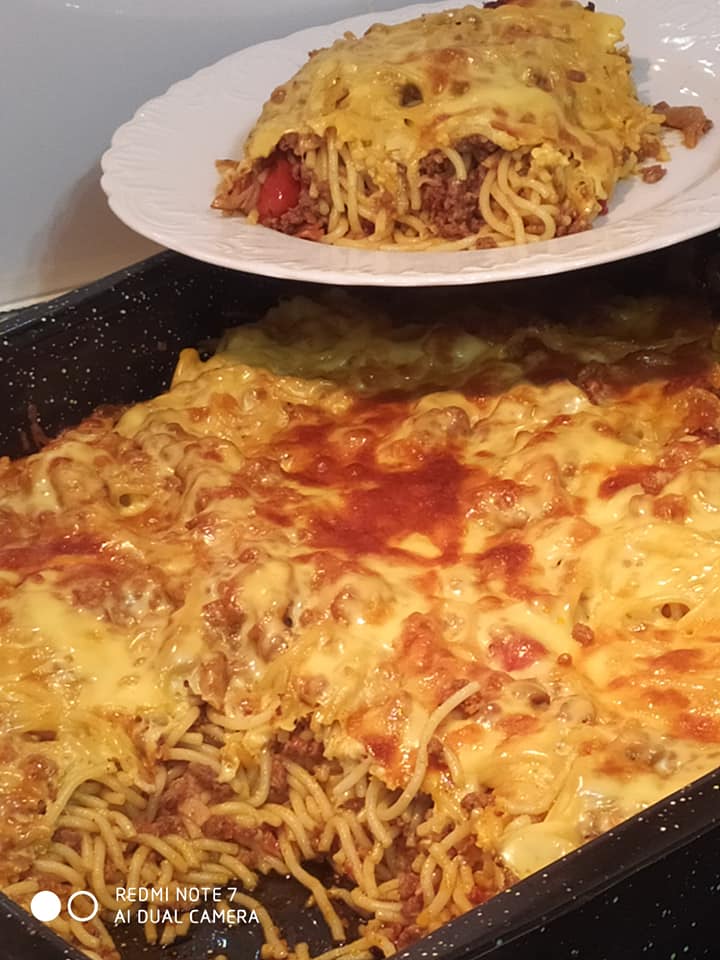 Μακαρονάδα φούρνου_με κιμά_και_μανιτάρια_