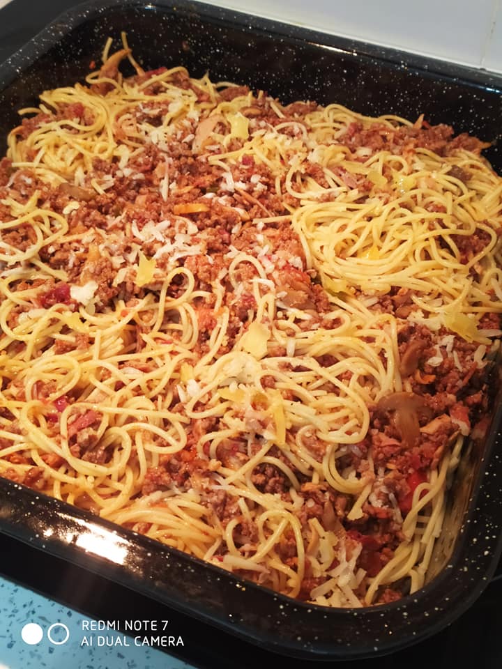 Μακαρονάδα φούρνου_με κιμά_και_μανιτάρια_