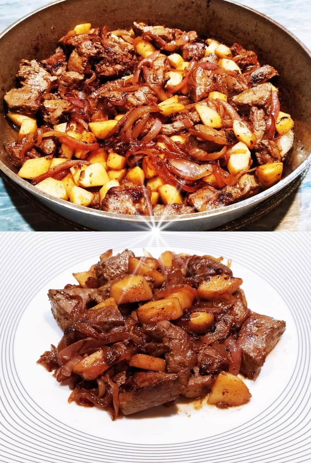 Συκώτι- στο -φούρνο- με- μήλα- και- κρεμμύδια-