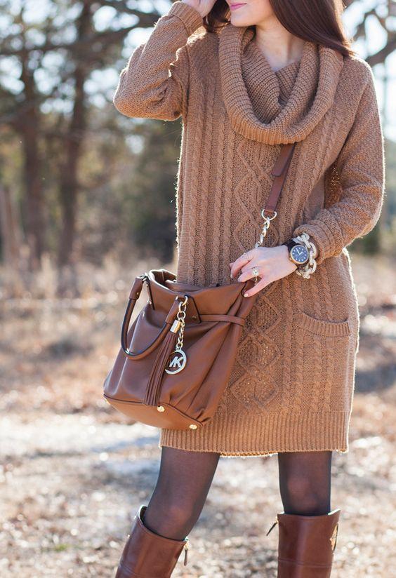 μάξι-καφέ-φόρεμα πουλόβερ-ιδέες-