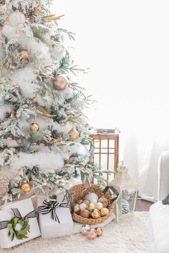ιδέες-για-να-στολίσετε-το-χριστουγεννιάτικο δέντρο-με-λευκά-και-χρυσά-στολίδια-