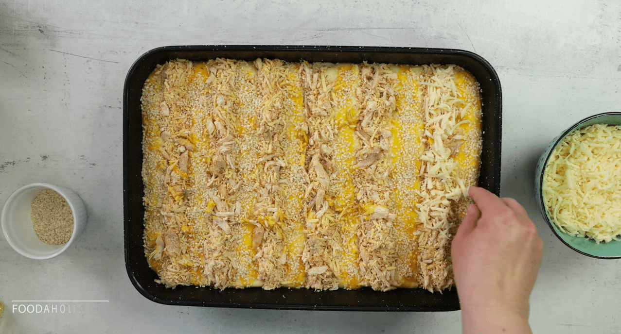 Ψωμένια ζύμη με το κοτόπουλο που περίσσεψε