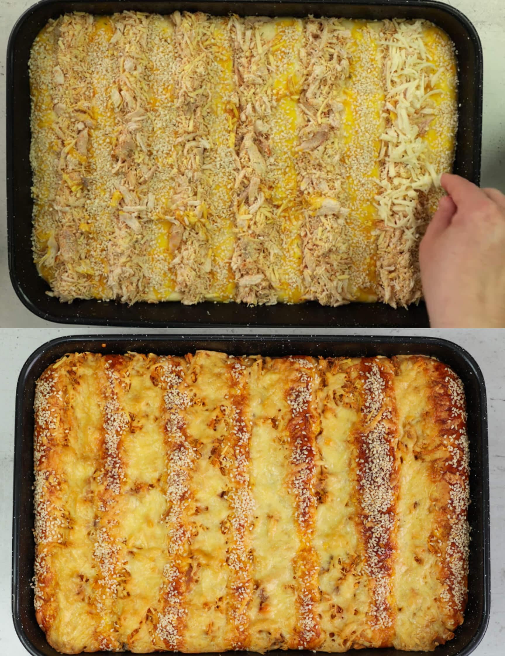 Ψωμένια ζύμη με το κοτόπουλο που περίσσεψε