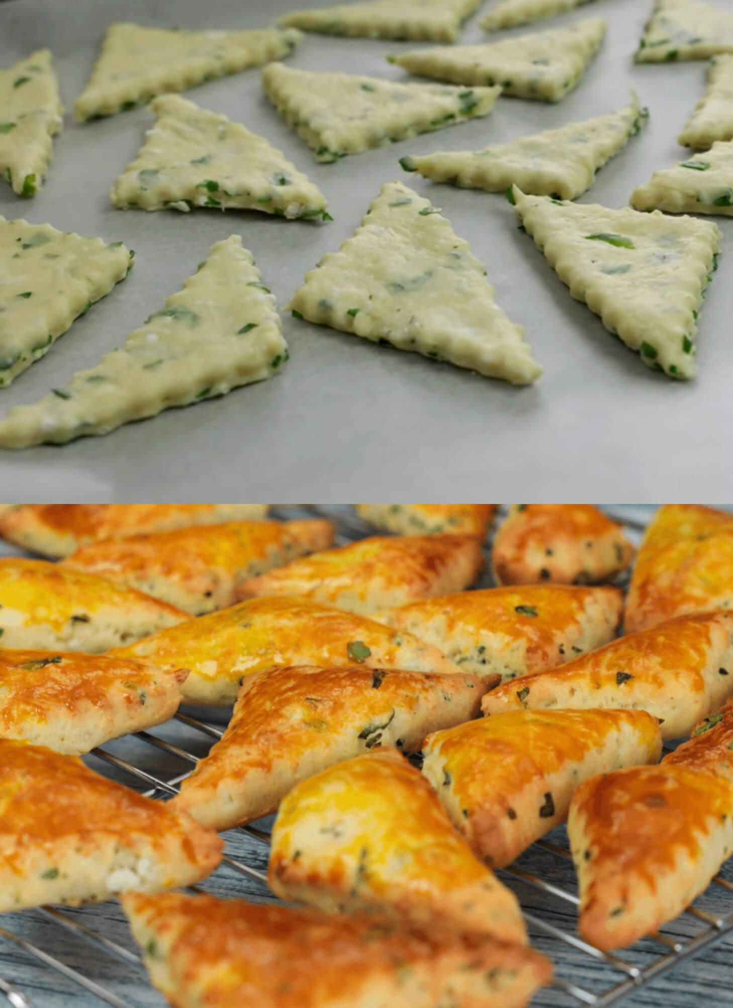Τρίγωνα τυροπιτάκια στο φούρνο