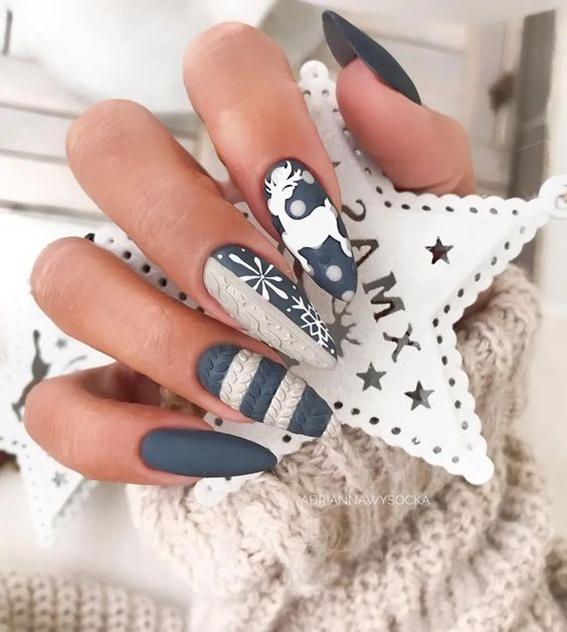 ιδέες-για-ματ-χριστουγεννιάτικα νύχια-με-χριστουγεννιάτικα σχέδια-