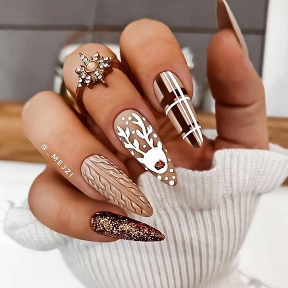 ιδέες-για-ματ-χριστουγεννιάτικα νύχια-με-χριστουγεννιάτικα σχέδια-