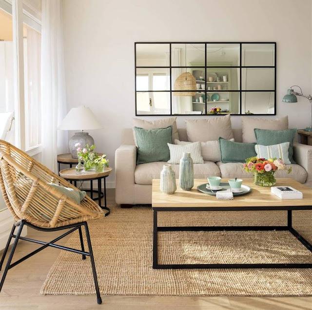 ψάθινα χαλιά-στο-σαλόνι-ιδέες-