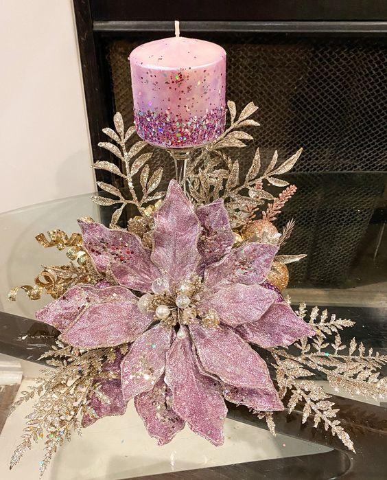 χριστουγεννιάτικο-κηροπήγιο-με-αλεξανδρινό-λουλούδι-