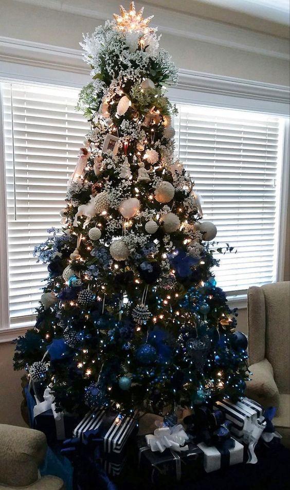 σκούρο μπλε-στο-χριστουγεννιάτικο δέντρο-ιδέες-