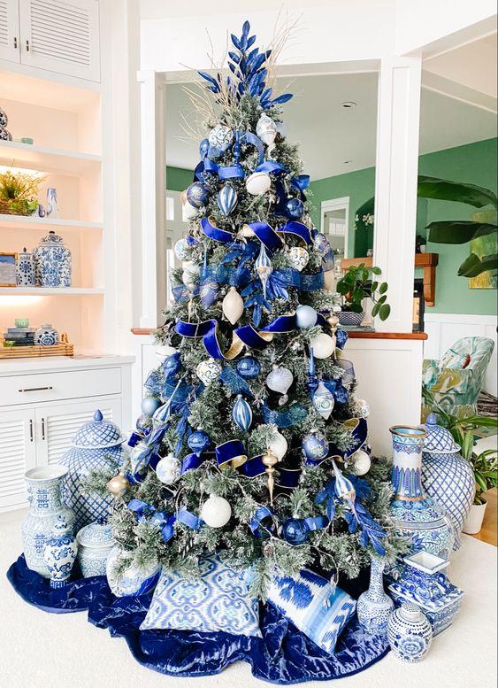 σκούρο μπλε-στο-χριστουγεννιάτικο δέντρο-ιδέες-