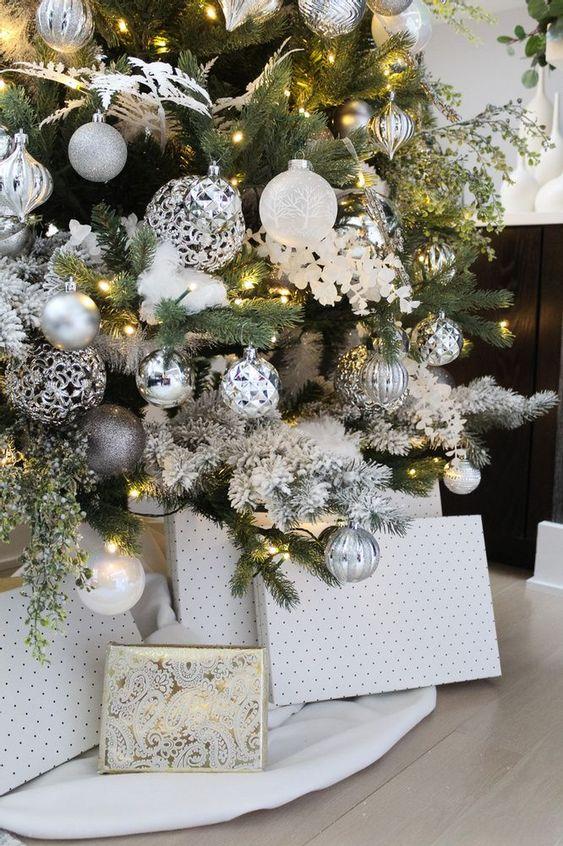 λευκό-και-ασημί-χρώμα-στο-χριστουγεννιάτικο δέντρο-ιδέες-