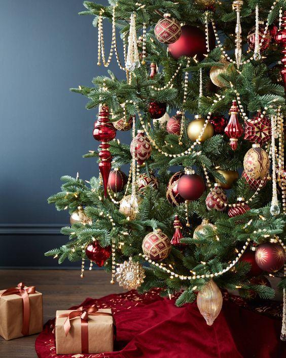 κόκκινο-και-χρυσό-χρώμα-στο-χριστουγεννιάτικο δέντρο-ιδέες-