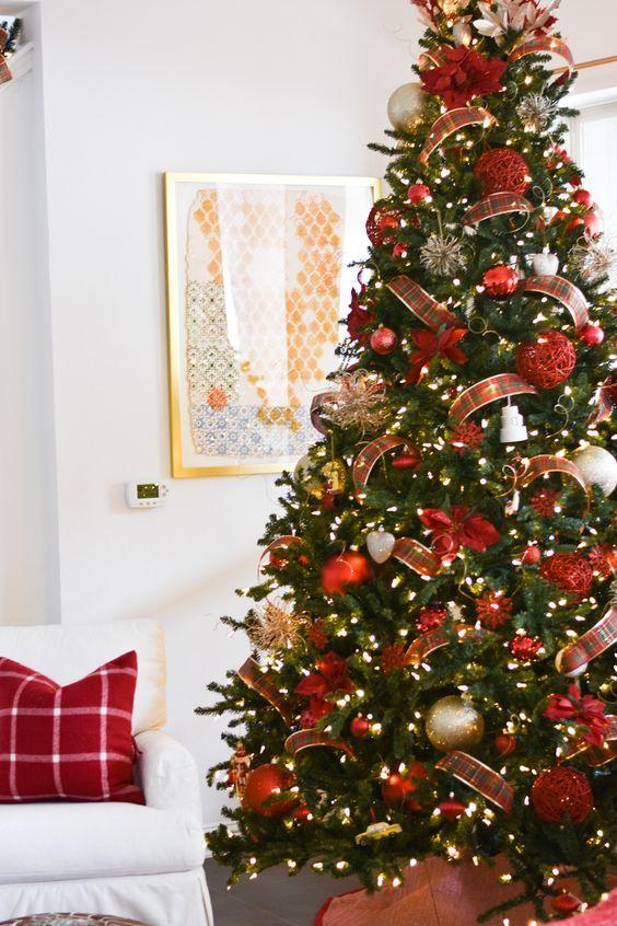 κόκκινο-και-χρυσό-χρώμα-στο-χριστουγεννιάτικο δέντρο-ιδέες-