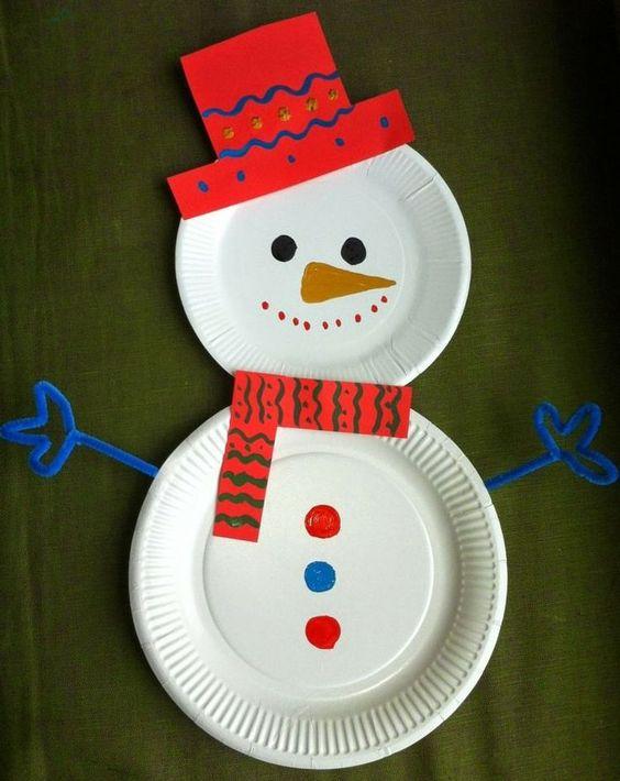 χιονάνθρωπος-από-χάρτινο-πιάτο-