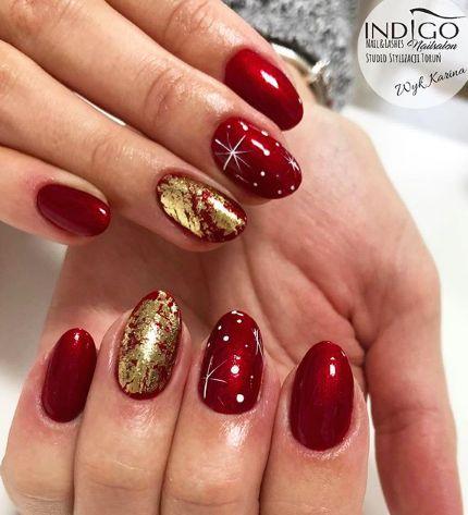 κόκκινα-νύχια-με-χρυσό-γκλίτερ- κόκκινα-νύχια-με-χρυσό-γκλίτερ-