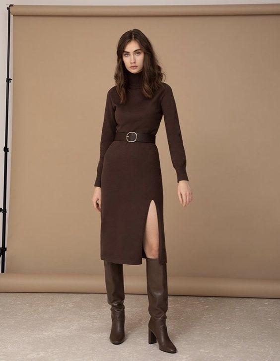 ιδέες-για-γυναικείο-χειμωνιάτικο ντύσιμο-σε-chocolate brown-χρώμα-