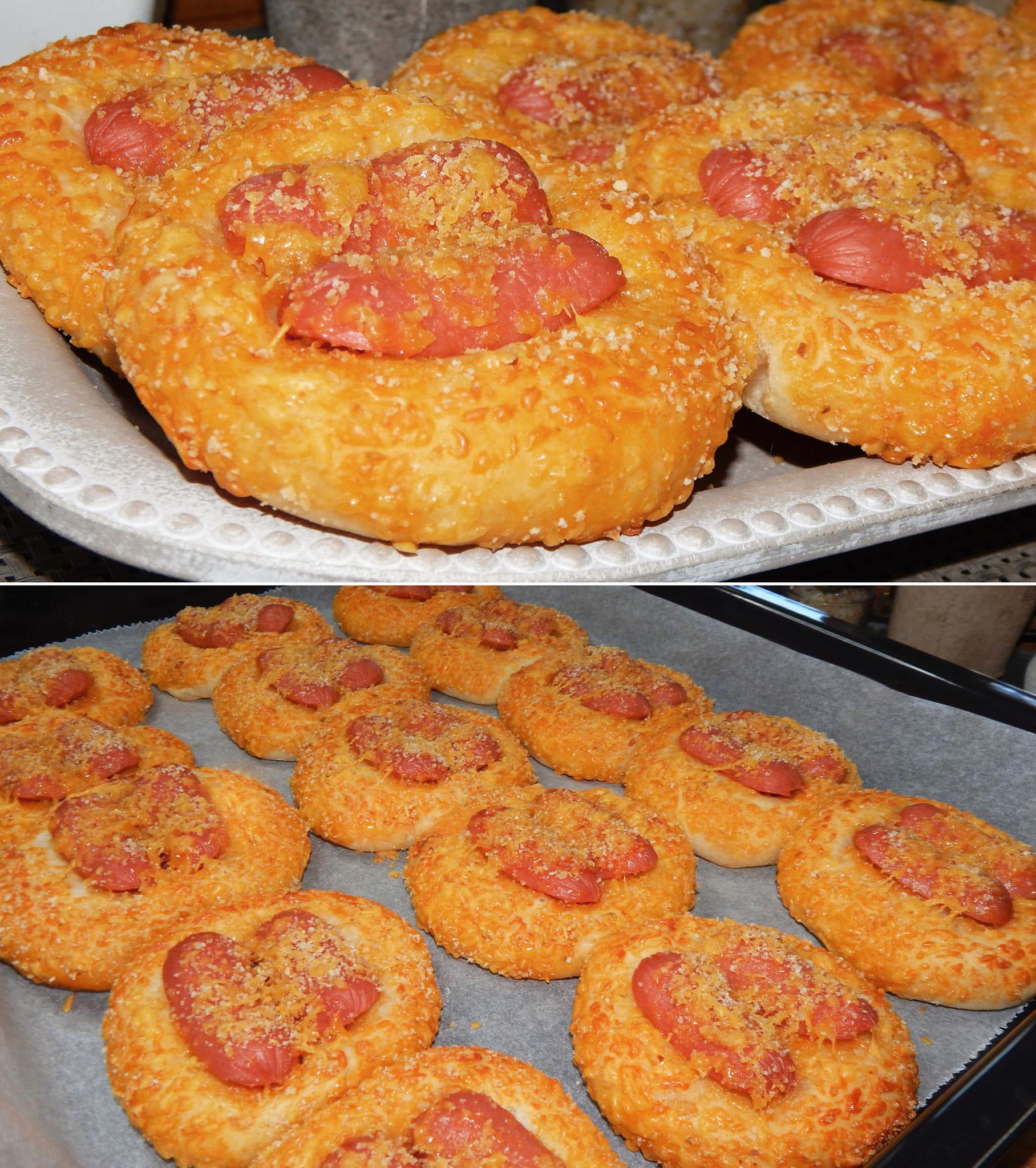 Super αφράτα λουκανικοπιτάκια με τυρί