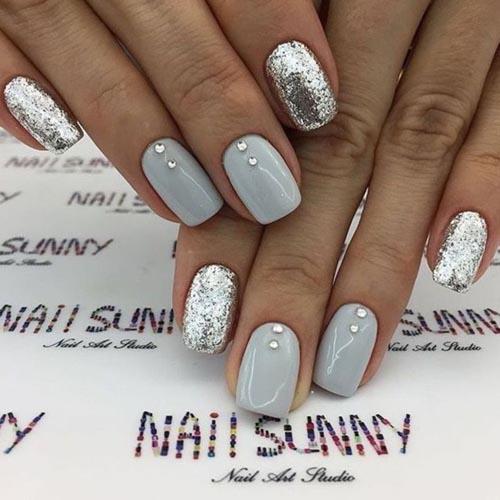 γκρι-νύχια-με-ασημί-στρας-και-γκλίτερ-ιδέες-