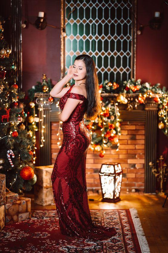 κόκκινο φόρεμα-με-γκλίτερ-για-την-Πρωτοχρονιά-ιδέες-