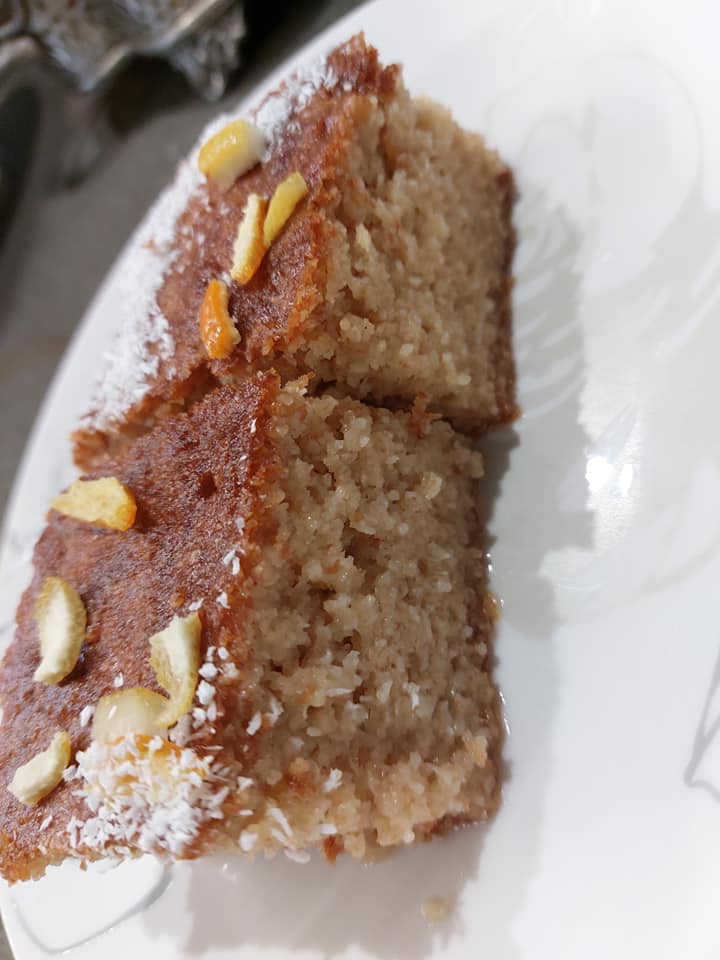 ραβανί-με-αλεύρι ολικής άλεσης-και-μέλι-συνταγή-