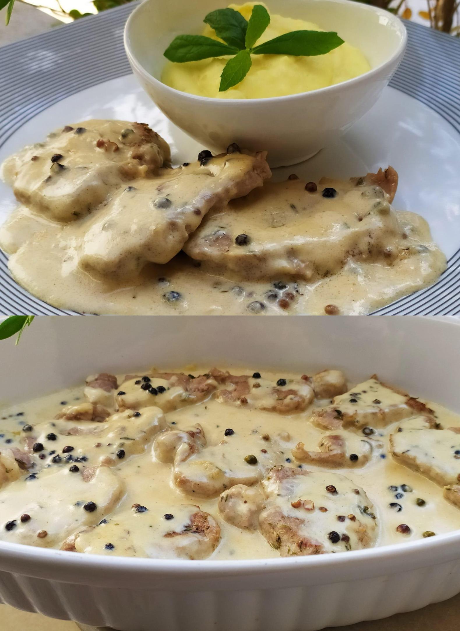 Ψαρονέφρι πιπεράτο με πουρέ